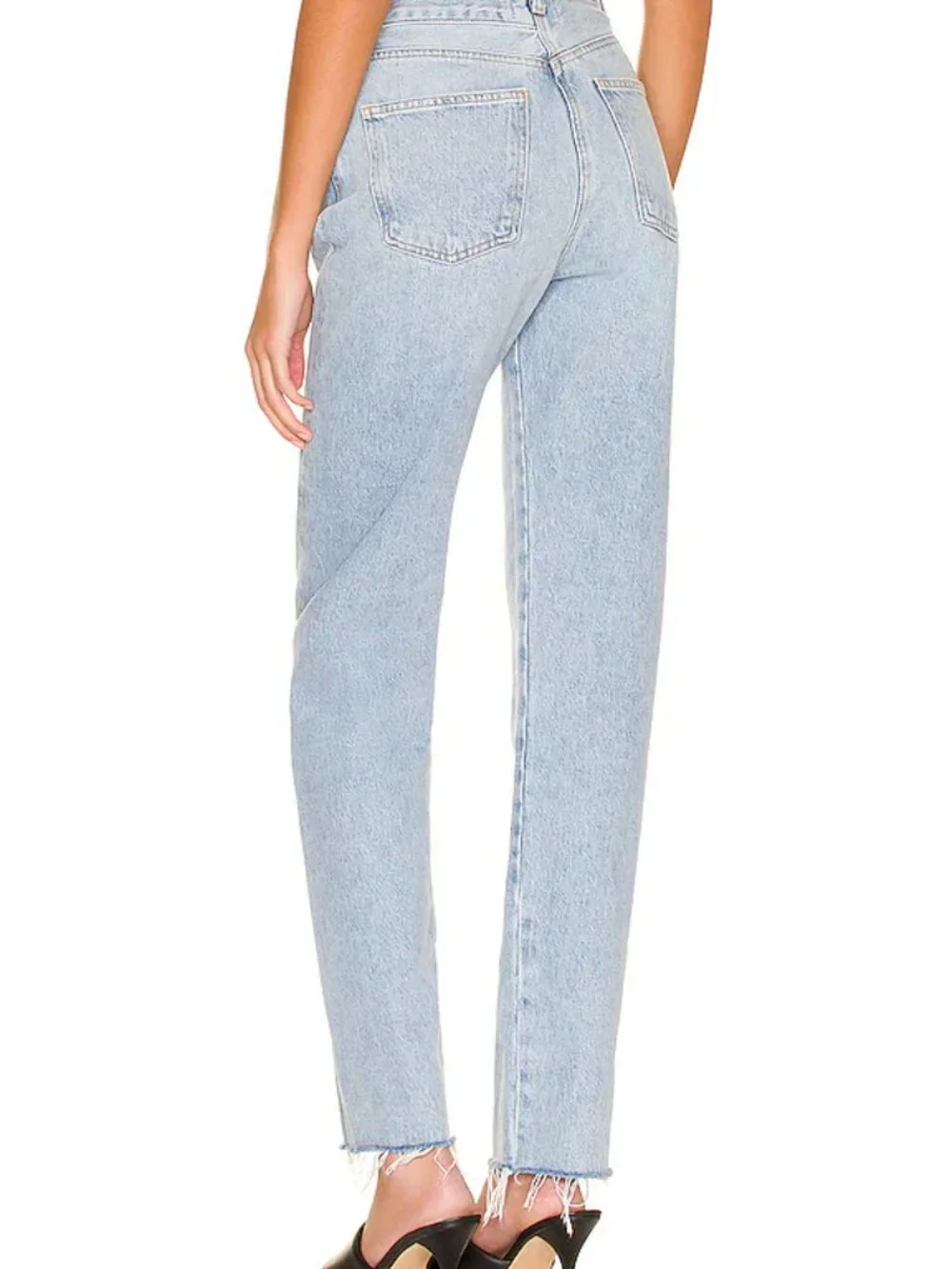 Agolde Criss Cross Jeans Straight Leg Denim Organic Cotton Asymmetrical Blue 30 - Picture 6 of 10